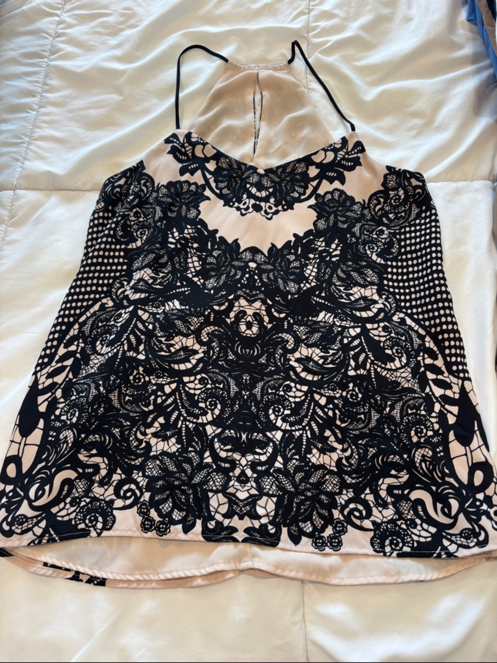 Express Black Lace-Overlay Satin Camisole in Blush